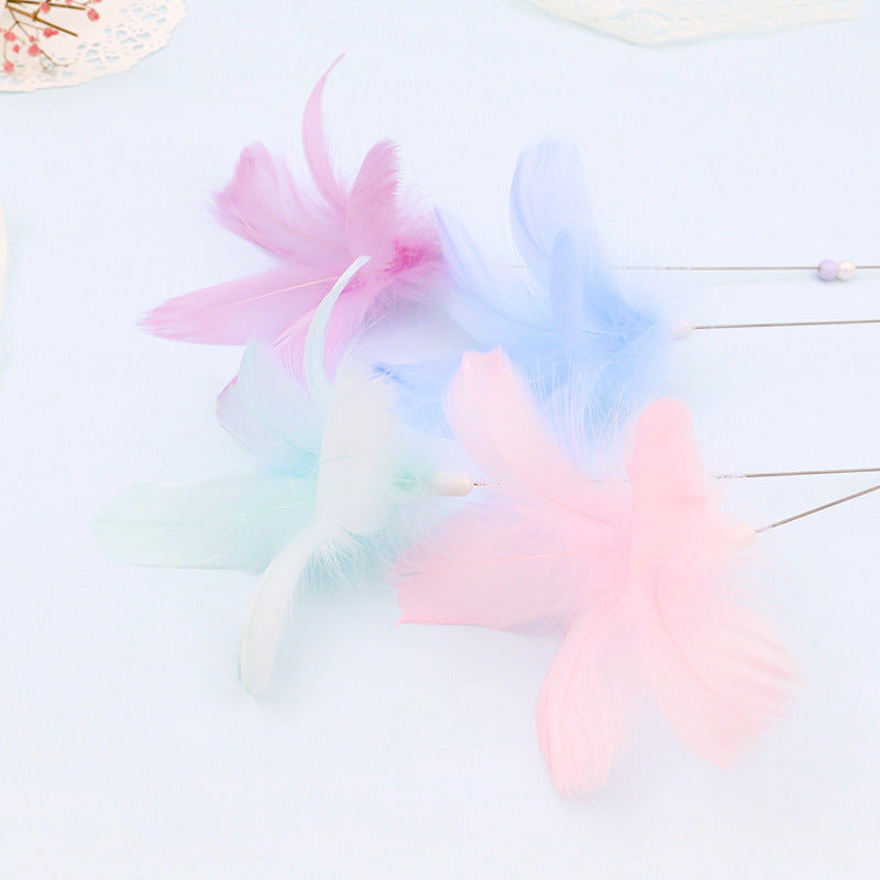HKM-970131 Colorful Feather Cat Teaser Wand for Playful Interaction - Safe Materials, 38cm Long