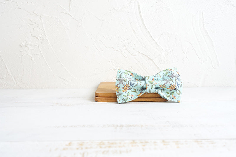 HKM-970195 Floral Print Dog Collar with Drawstring Bow - Polyester Material
