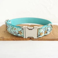 HKM-970195 Floral Print Dog Collar with Drawstring Bow - Polyester Material