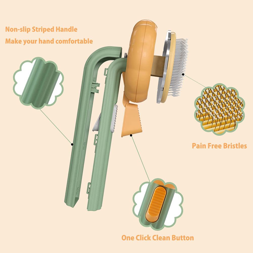 HKM-970323 Self-Cleaning Slicker Comb for Pets - Grooming Brush for Dogs, Cats, Puppies, and Rabbits
