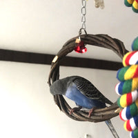 HKM-970579 Rattan Ring Bird Chewing Toy with Wooden Branches for Small and Medium Birds