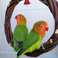 HKM-970579 Rattan Ring Bird Chewing Toy with Wooden Branches for Small and Medium Birds