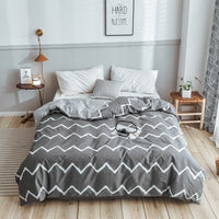 HKM-970643 Korean Floral Cotton Quilt Cover Set - Soft and Breathable Bedding in Plant Print - Size 220x240 cm