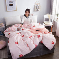 HKM-970643 Korean Floral Cotton Quilt Cover Set - Soft and Breathable Bedding in Plant Print - Size 220x240 cm
