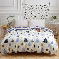 HKM-970643 Korean Floral Cotton Quilt Cover Set - Soft and Breathable Bedding in Plant Print - Size 220x240 cm