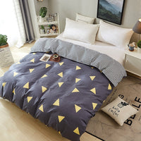 HKM-970643 Korean Floral Cotton Quilt Cover Set - Soft and Breathable Bedding in Plant Print - Size 220x240 cm
