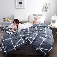 HKM-970643 Korean Floral Cotton Quilt Cover Set - Soft and Breathable Bedding in Plant Print - Size 220x240 cm