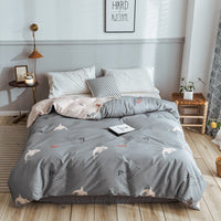 HKM-970643 Korean Floral Cotton Quilt Cover Set - Soft and Breathable Bedding in Plant Print - Size 220x240 cm