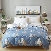 HKM-970643 Korean Floral Cotton Quilt Cover Set - Soft and Breathable Bedding in Plant Print - Size 220x240 cm