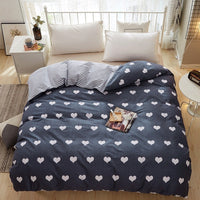 HKM-970643 Korean Floral Cotton Quilt Cover Set - Soft and Breathable Bedding in Plant Print - Size 220x240 cm