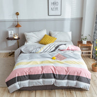 HKM-970643 Korean Floral Cotton Quilt Cover Set - Soft and Breathable Bedding in Plant Print - Size 220x240 cm