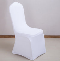HKM-970707 Stretchable White Chair Cover for Standard Chairs (Height: 85-105cm, Seat Length: 40-50cm)