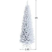 HKM-970771 6 Feet Slim White Artificial Christmas Tree with Metal Stand for Elegant Holiday Decor