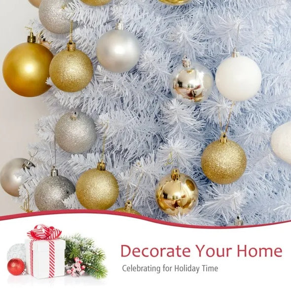 HKM-970771 6 Feet Slim White Artificial Christmas Tree with Metal Stand for Elegant Holiday Decor