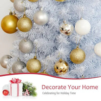 HKM-970771 6 Feet Slim White Artificial Christmas Tree with Metal Stand for Elegant Holiday Decor