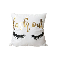 HKM-970771 Flannel Pillow Cover with Stripes and Love Leaves Design, 45x45cm