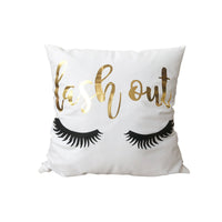 HKM-970771 Flannel Pillow Cover with Stripes and Love Leaves Design, 45x45cm