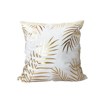 HKM-970771 Flannel Pillow Cover with Stripes and Love Leaves Design, 45x45cm