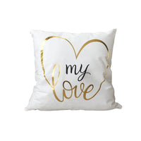 HKM-970771 Flannel Pillow Cover with Stripes and Love Leaves Design, 45x45cm