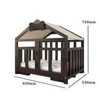 HKM-970771 Indoor Solid Wood Doghouse with Removable and Washable Canvas Cushion, Breathable and Comfortable Design