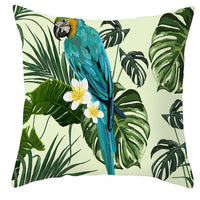 HKM-971027 Tropical Plant and Bird Print Peach Skin Pillowcase, 45x45cm, Polyester Cushion Cover