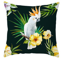 HKM-971027 Tropical Plant and Bird Print Peach Skin Pillowcase, 45x45cm, Polyester Cushion Cover