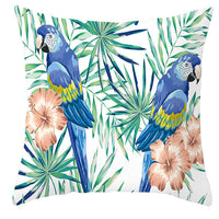 HKM-971027 Tropical Plant and Bird Print Peach Skin Pillowcase, 45x45cm, Polyester Cushion Cover