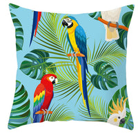 HKM-971027 Tropical Plant and Bird Print Peach Skin Pillowcase, 45x45cm, Polyester Cushion Cover