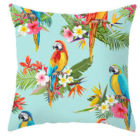 HKM-971027 Tropical Plant and Bird Print Peach Skin Pillowcase, 45x45cm, Polyester Cushion Cover
