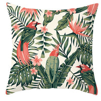 HKM-971027 Tropical Plant and Bird Print Peach Skin Pillowcase, 45x45cm, Polyester Cushion Cover