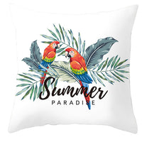 HKM-971027 Tropical Plant and Bird Print Peach Skin Pillowcase, 45x45cm, Polyester Cushion Cover