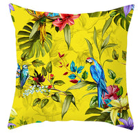 HKM-971027 Tropical Plant and Bird Print Peach Skin Pillowcase, 45x45cm, Polyester Cushion Cover