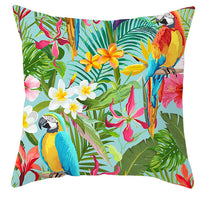 HKM-971027 Tropical Plant and Bird Print Peach Skin Pillowcase, 45x45cm, Polyester Cushion Cover