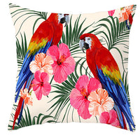 HKM-971027 Tropical Plant and Bird Print Peach Skin Pillowcase, 45x45cm, Polyester Cushion Cover