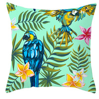 HKM-971027 Tropical Plant and Bird Print Peach Skin Pillowcase, 45x45cm, Polyester Cushion Cover