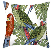 HKM-971027 Tropical Plant and Bird Print Peach Skin Pillowcase, 45x45cm, Polyester Cushion Cover