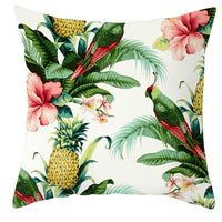 HKM-971027 Tropical Plant and Bird Print Peach Skin Pillowcase, 45x45cm, Polyester Cushion Cover