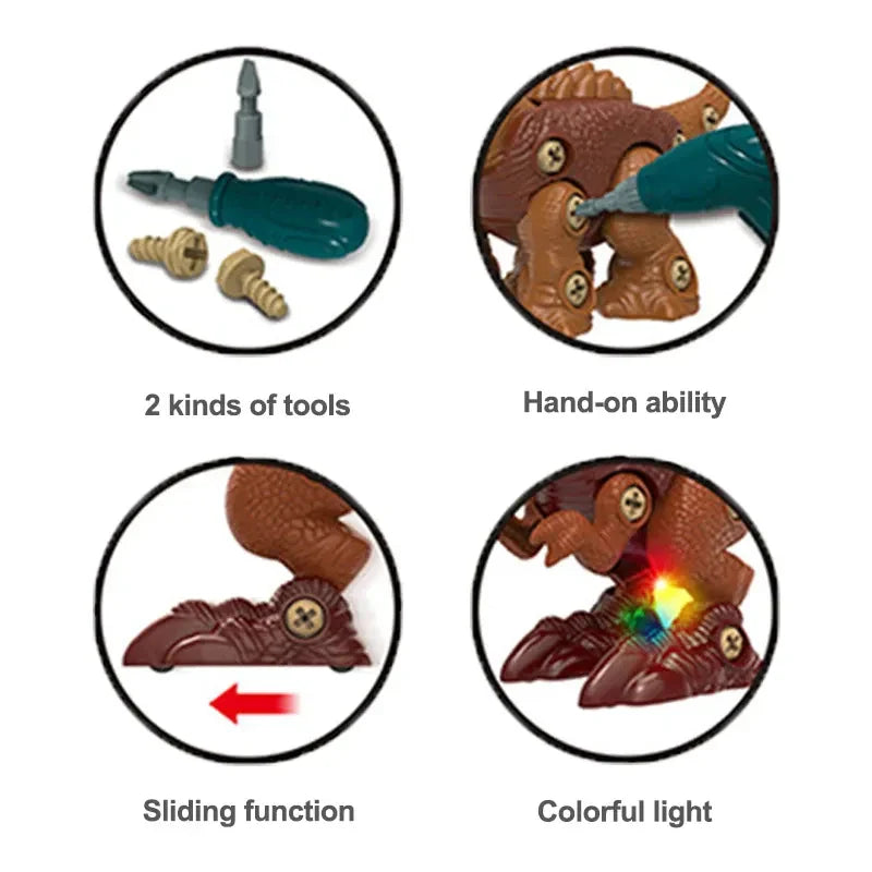 HKM-971283 DIY 3D Dinosaur Puzzle Blocks Toy with Drill for Ages 2-13
