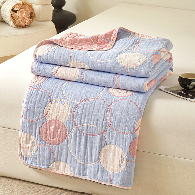 HKM-971475 Cotton Grade A Six-Layer Gauze Towel Blanket with Geometric Patterns - Multiple Sizes Available