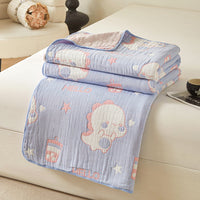 HKM-971475 Cotton Grade A Six-Layer Gauze Towel Blanket with Geometric Patterns - Multiple Sizes Available