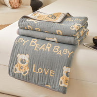 HKM-971475 Cotton Grade A Six-Layer Gauze Towel Blanket with Geometric Patterns - Multiple Sizes Available