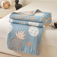 HKM-971475 Cotton Grade A Six-Layer Gauze Towel Blanket with Geometric Patterns - Multiple Sizes Available