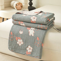 HKM-971475 Cotton Grade A Six-Layer Gauze Towel Blanket with Geometric Patterns - Multiple Sizes Available
