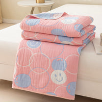 HKM-971475 Cotton Grade A Six-Layer Gauze Towel Blanket with Geometric Patterns - Multiple Sizes Available