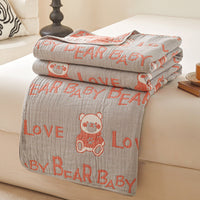 HKM-971475 Cotton Grade A Six-Layer Gauze Towel Blanket with Geometric Patterns - Multiple Sizes Available