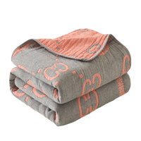 HKM-971475 Cotton Grade A Six-Layer Gauze Towel Blanket with Geometric Patterns - Multiple Sizes Available