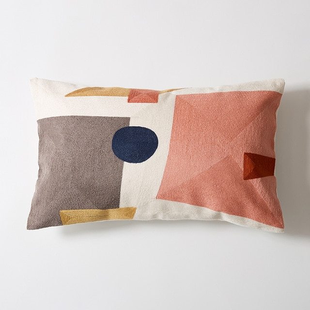 HKM-971603 Embroidered Cotton Cushion with Polyester Fiber Core for Home and Decor