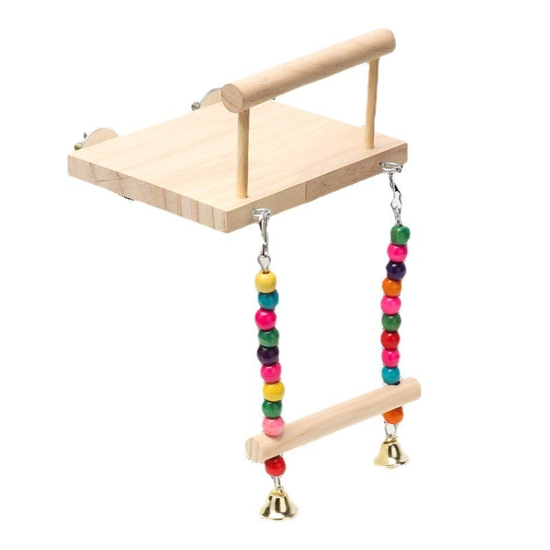 HKM-971731 Wooden Bird Suspension Bridge Ladder with Climbing Stations and Swing Set