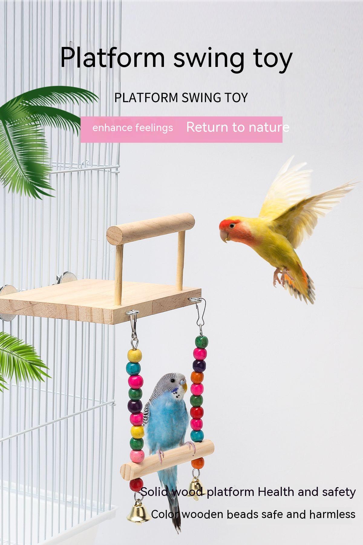 HKM-971731 Wooden Bird Suspension Bridge Ladder with Climbing Stations and Swing Set