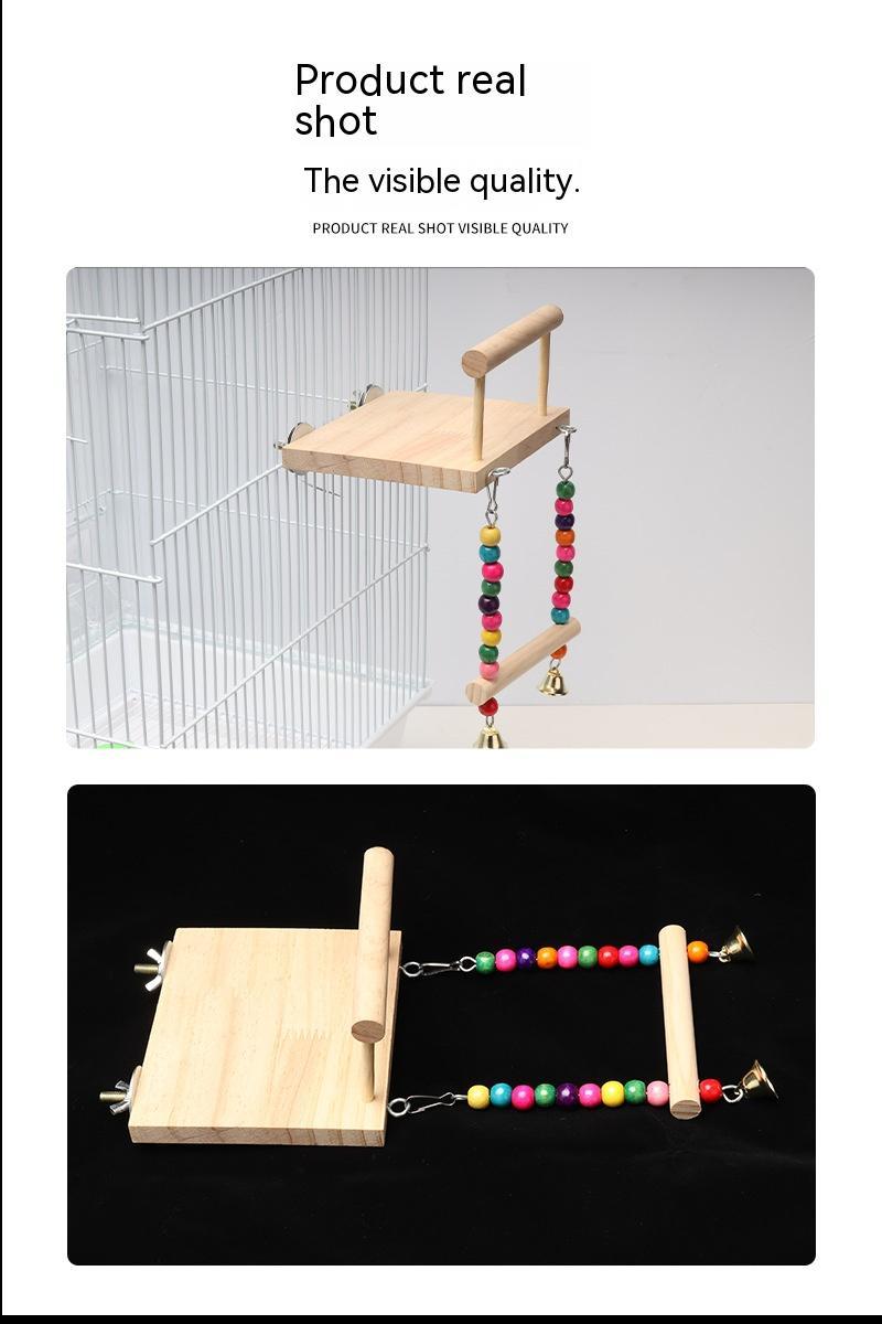 HKM-971731 Wooden Bird Suspension Bridge Ladder with Climbing Stations and Swing Set